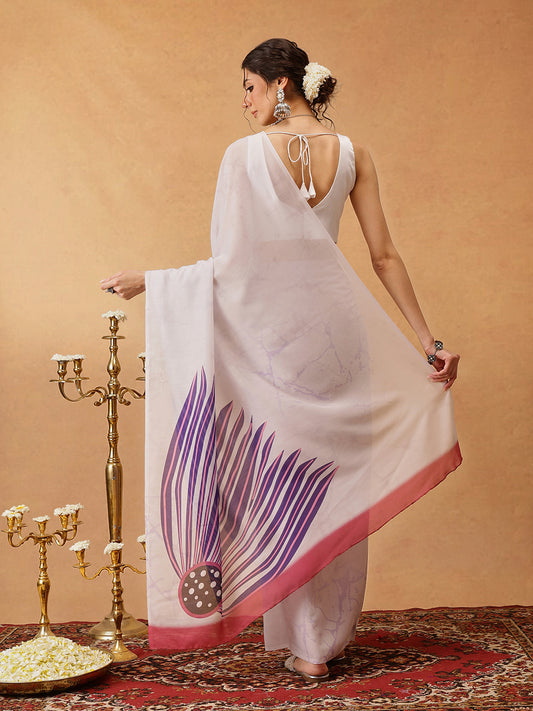 Ready To Wear Printed Soft Mul Cotton  Saree