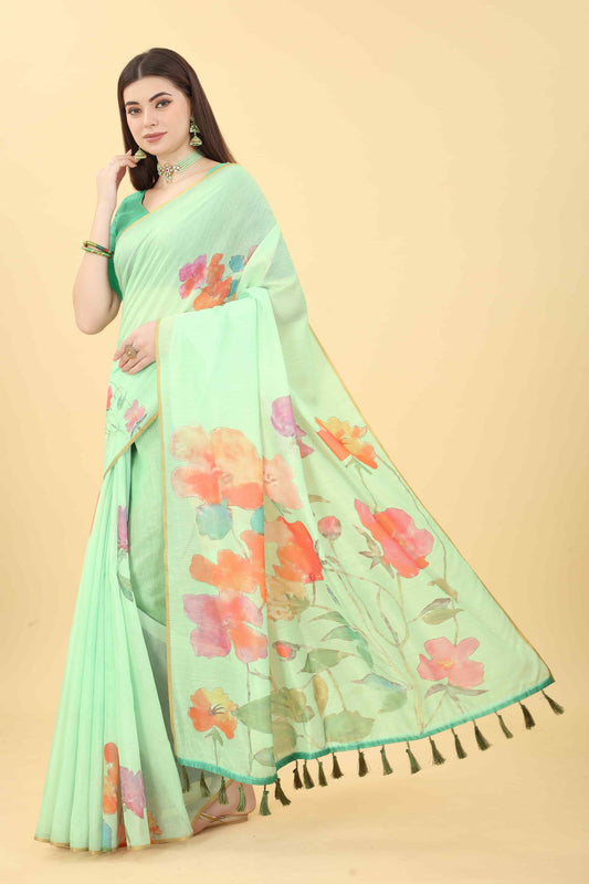 Ready To Wear Women's Floral Digital Printed  Saree
