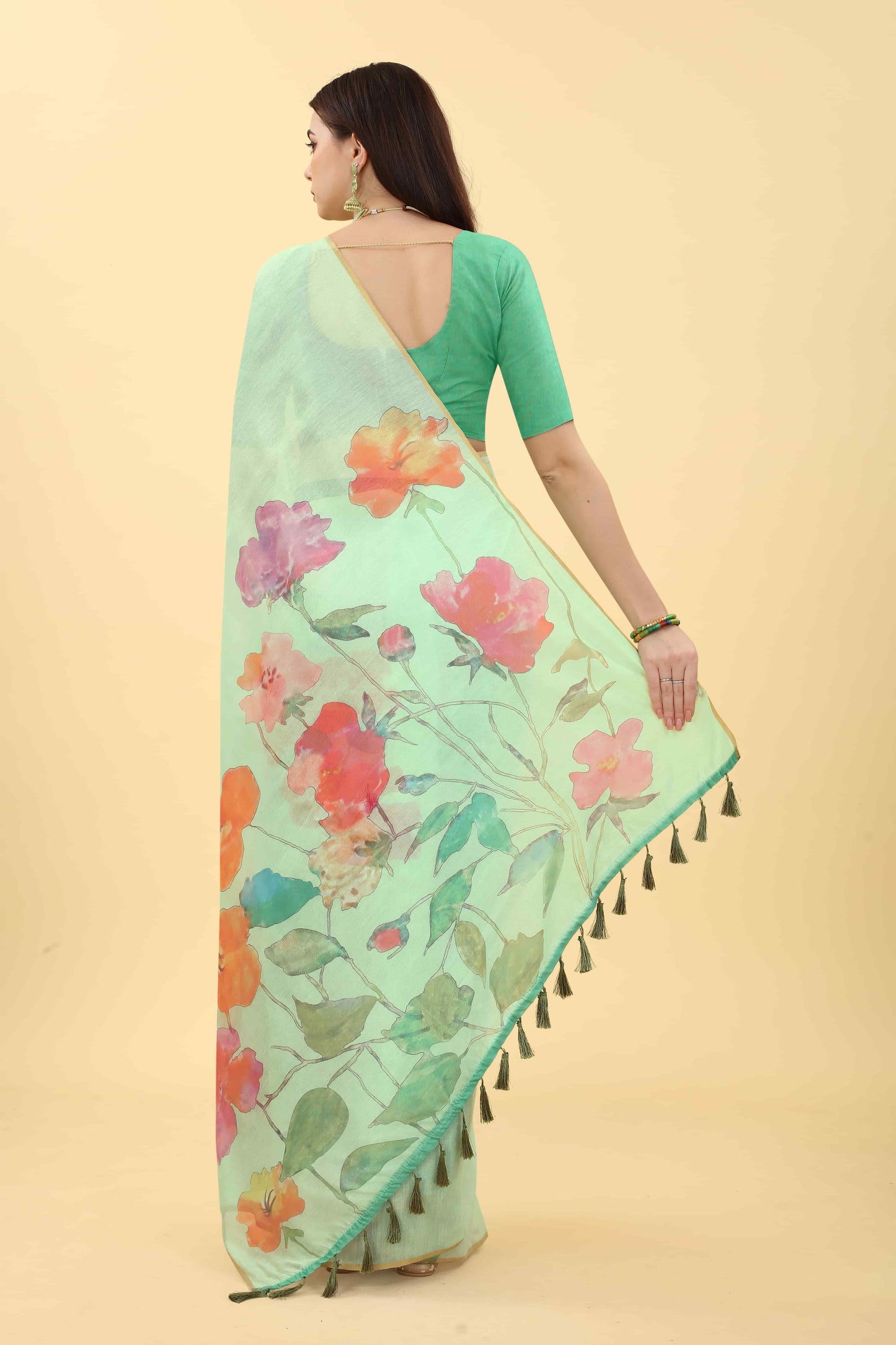 Ready To Wear Women's Floral Digital Printed  Saree