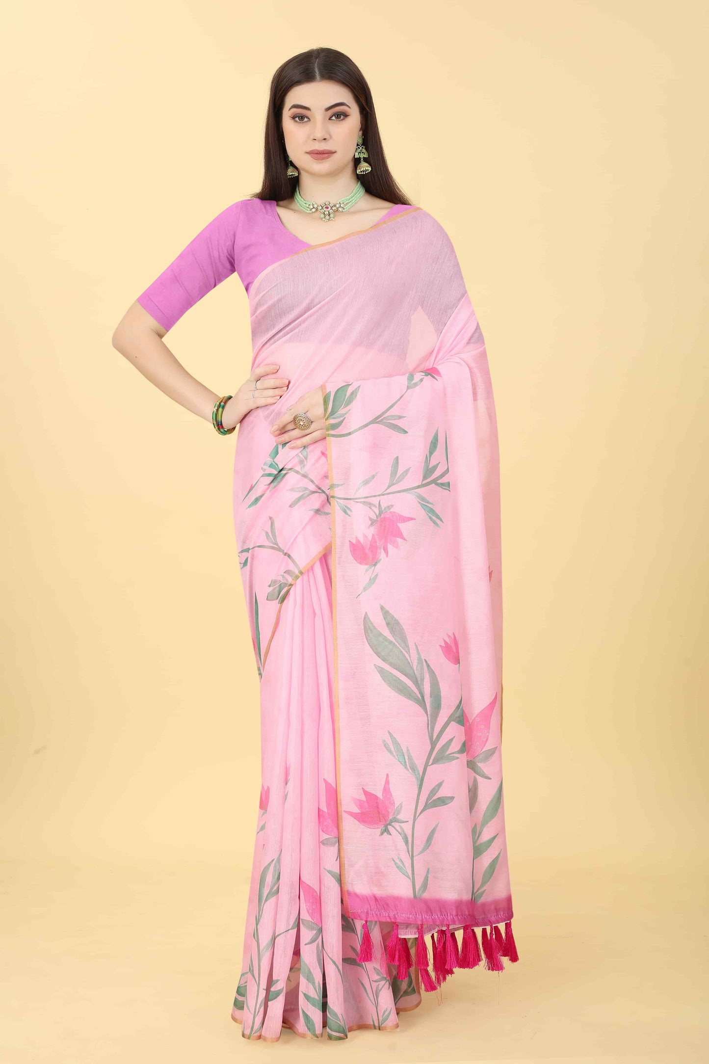 Ready To Wear Women's Floral Digital Printed  Saree