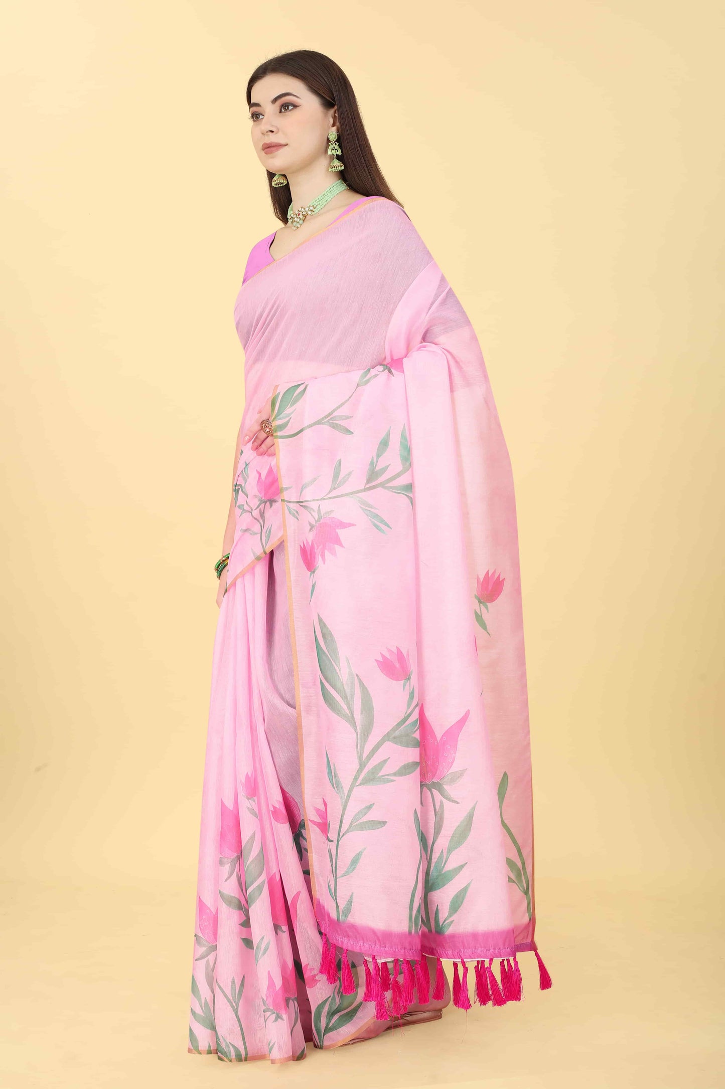 Ready To Wear Women's Floral Digital Printed  Saree