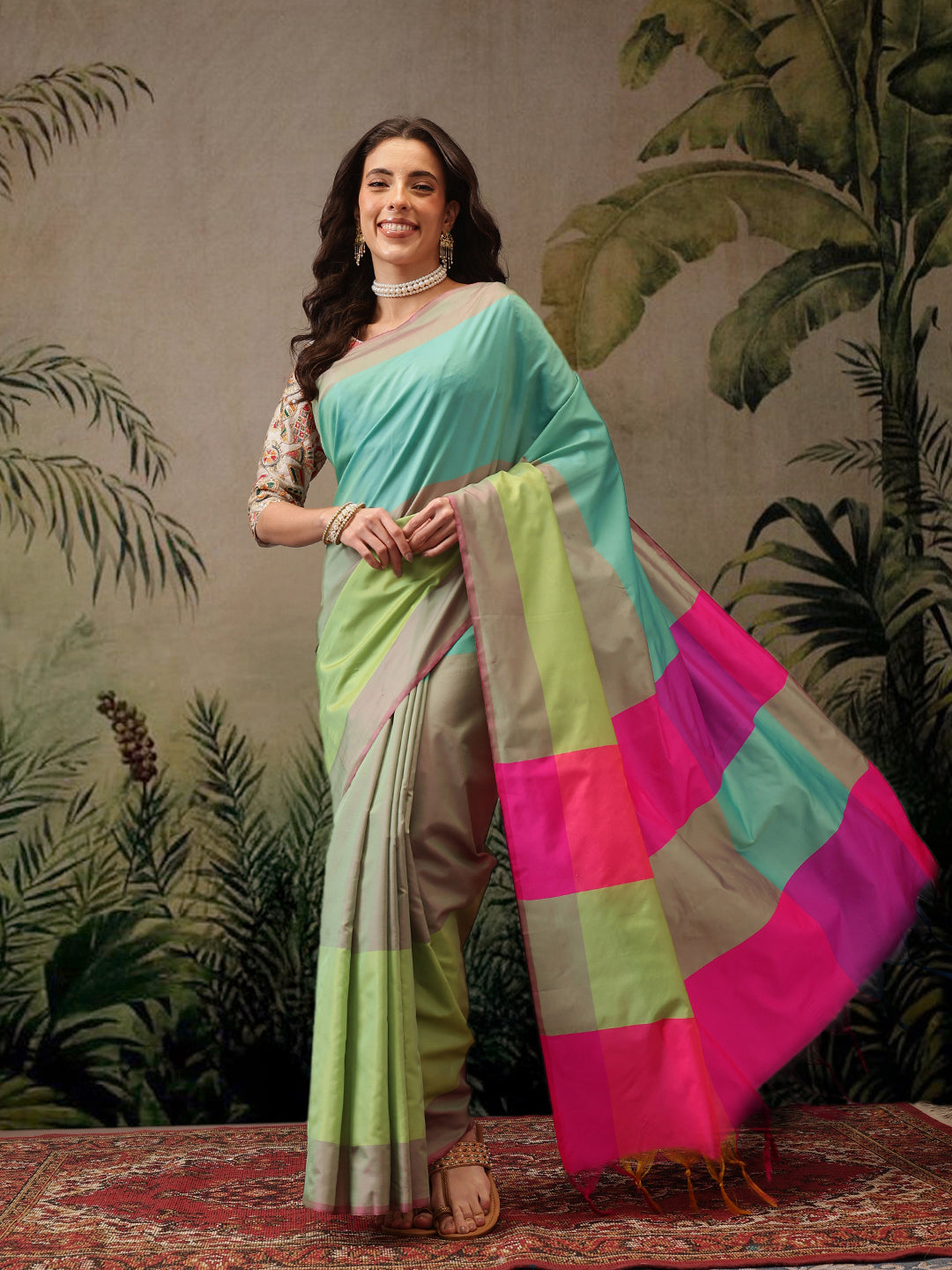 Ready To Wear Women's Soft Silk Uppada Woven Pattu Multicolor  Saree