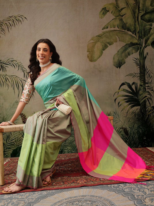 Ready To Wear Women's Soft Silk Uppada Woven Pattu Multicolor  Saree