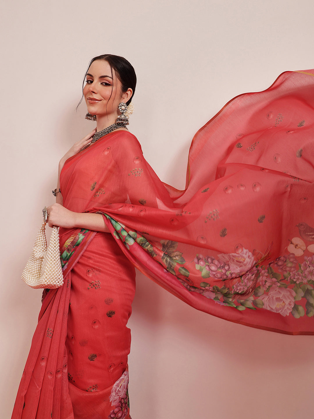 Ready To Wear Chanderi Cotton Digital Printed  Saree