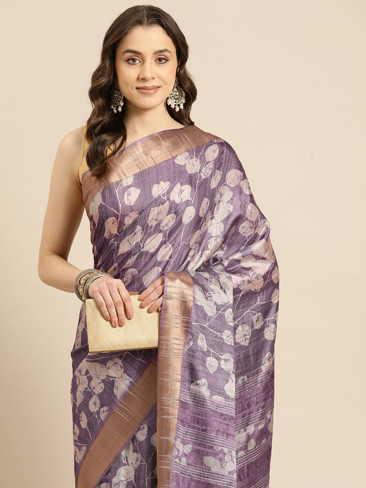 Ready To Wear Floral Print Soft Silk Zari Woven  Saree