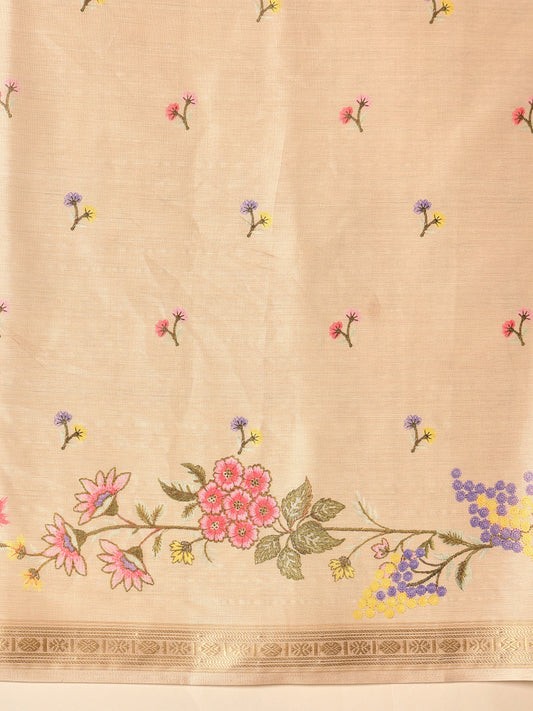 Ready To Wear Tussar Color Soft Silk Floral Digital Printed  Saree