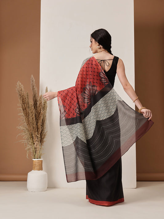 Ready To Wear Digital Printed Soft Mul Cotton  Saree