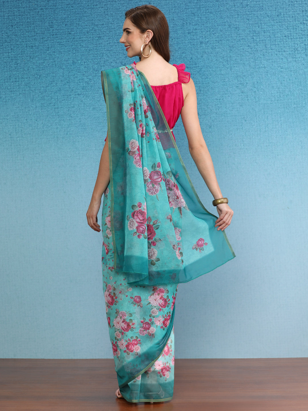 Ready To Wear Chanderi Cotton Digital Printed  Saree