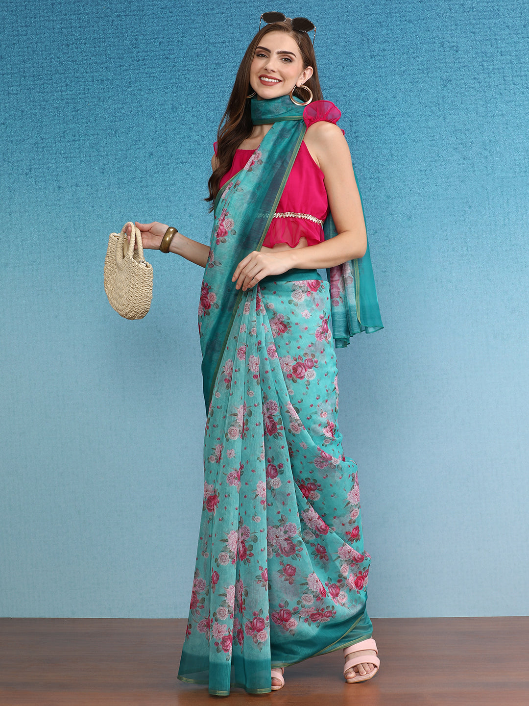 Ready To Wear Chanderi Cotton Digital Printed  Saree