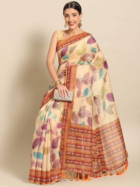 Ready To Wear Printed Chanderi Cotton  Saree