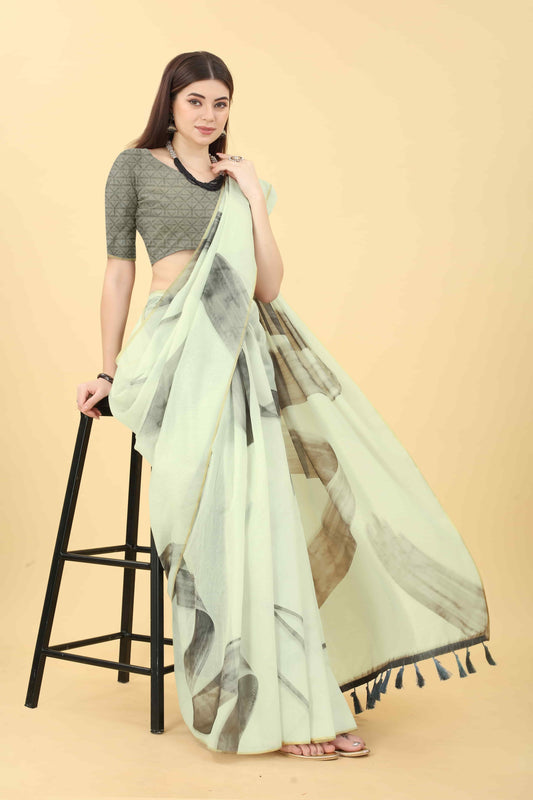 Ready To Wear Chanderi Digital Print  Saree