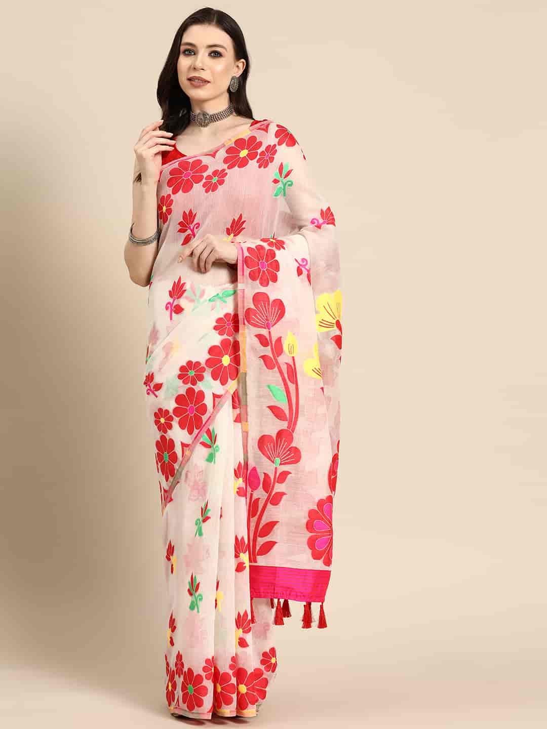 Ready To Wear Women's Dhakai Jamdani  Saree
