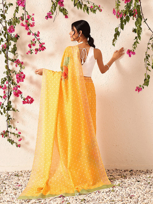 Ready To Wear Polka Dots Printed Soft Mul Cotton Saree