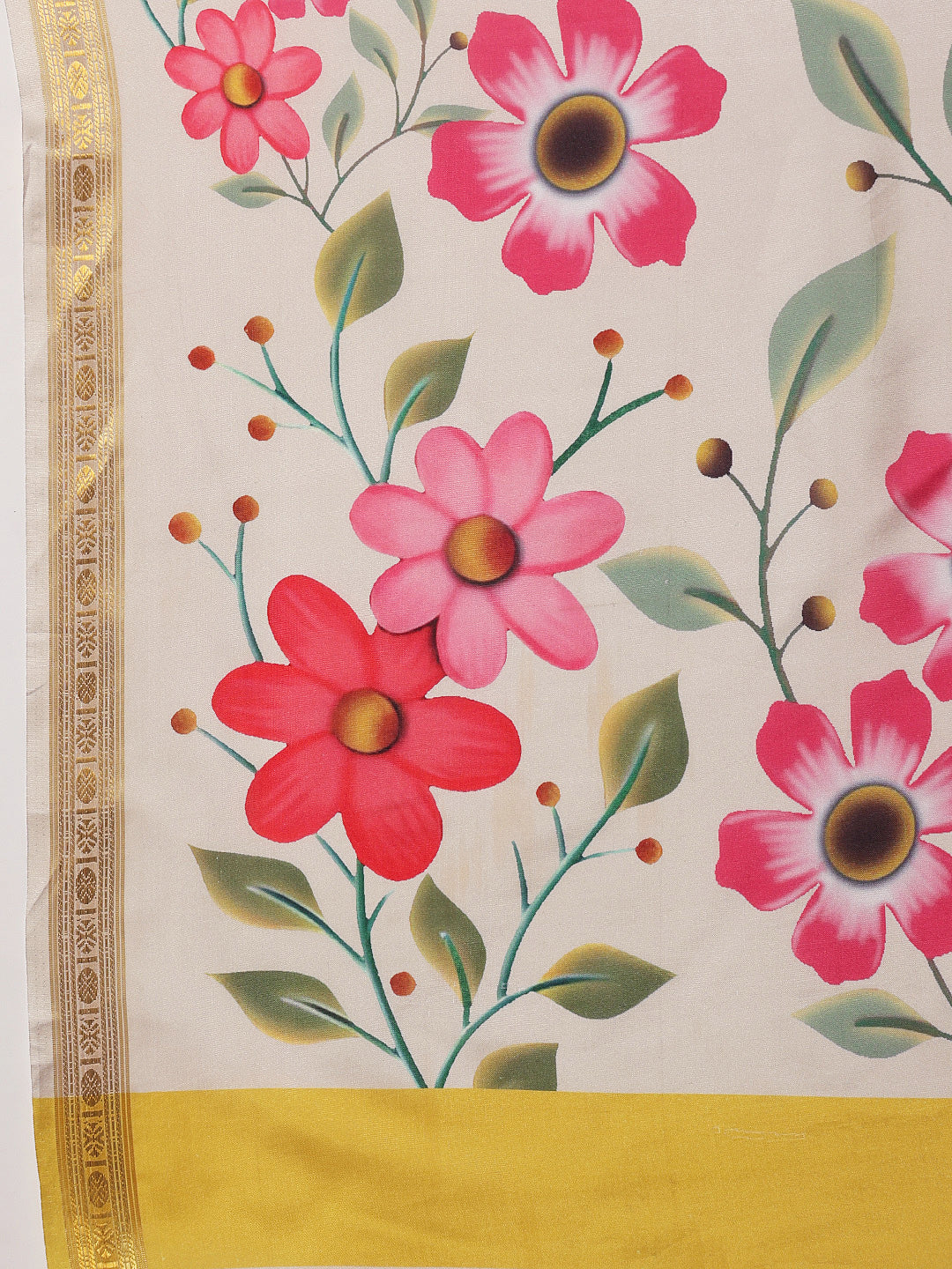 Ready To Wear Onam Special Printed Silk  Kasauv Saree