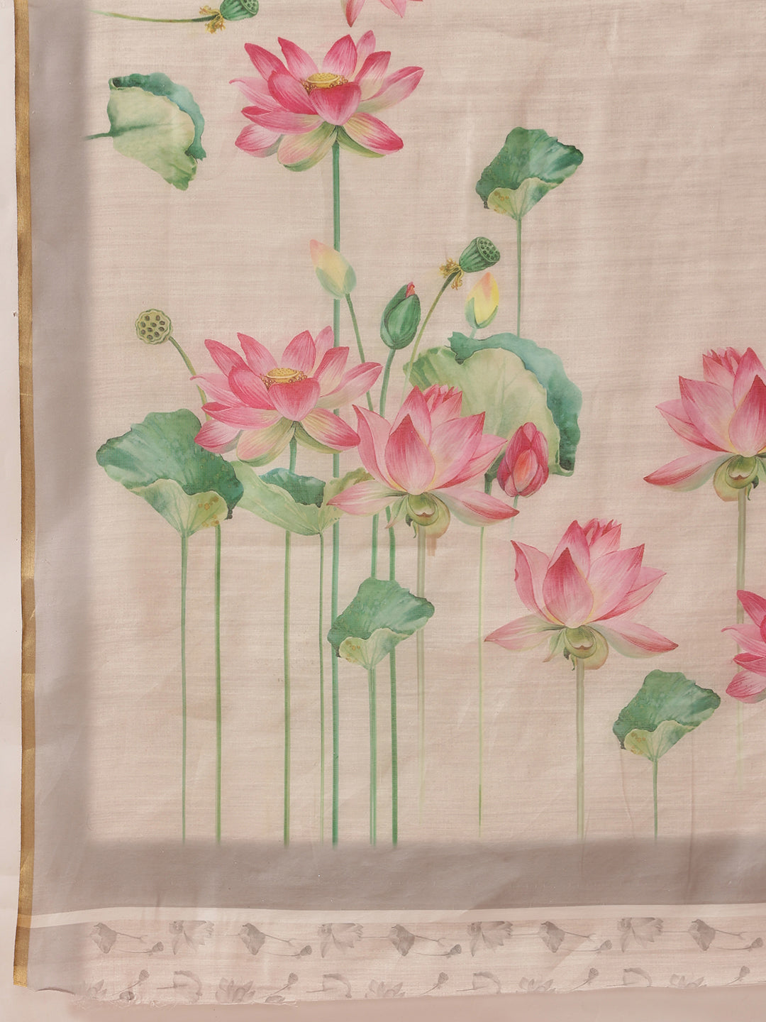 Ready To Wear Printed Cotton Zari Tissue  Saree