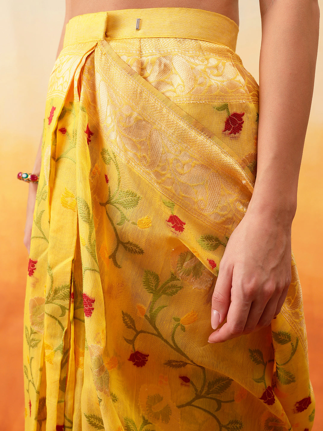 Ready To Wear Cotton Jamdani Floral Work  Saree