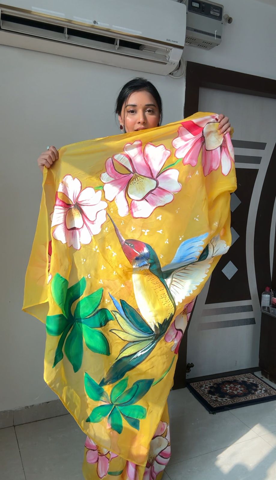 Ready To Wear Organza Silk Floral Saree – Sunshine Bloom