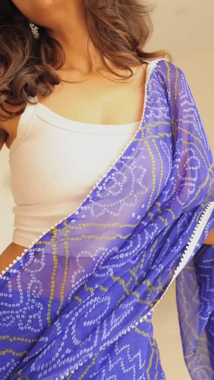 Ready To Wear Bandhani Georgette Saree – Blue Grace