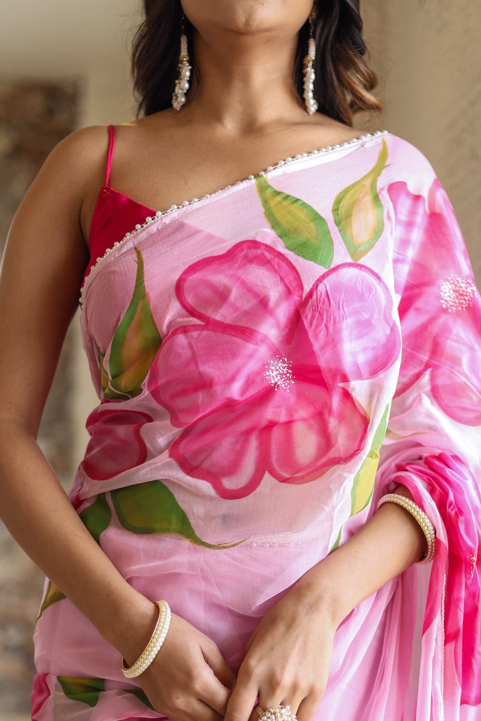 Ready To Wear Soft Georgette Saree – Floral Elegance