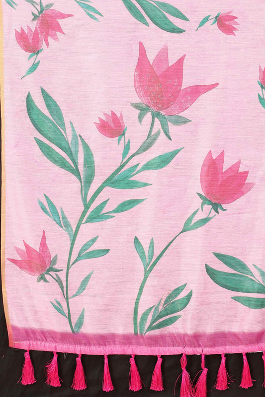 Ready To Wear Women's Floral Digital Printed  Saree