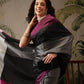 Ready To Wear Women's Soft Silk Uppada Woven Pattu Black  Saree