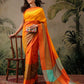 Ready To Wear Women's Soft Silk Uppada Woven Pattu Orange  Saree