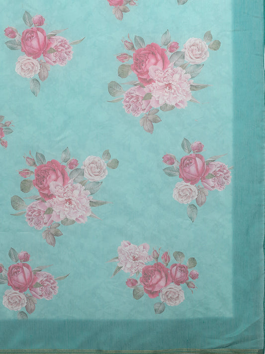 Ready To Wear Chanderi Cotton Digital Printed  Saree