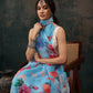 Ready To Wear Abstrect Chanderi Polyester Silk  Saree