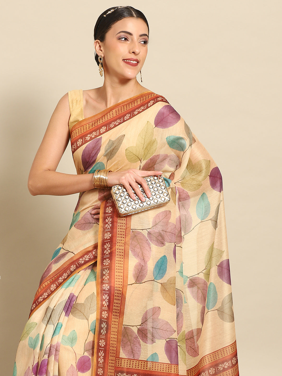 Ready To Wear Printed Chanderi Cotton  Saree