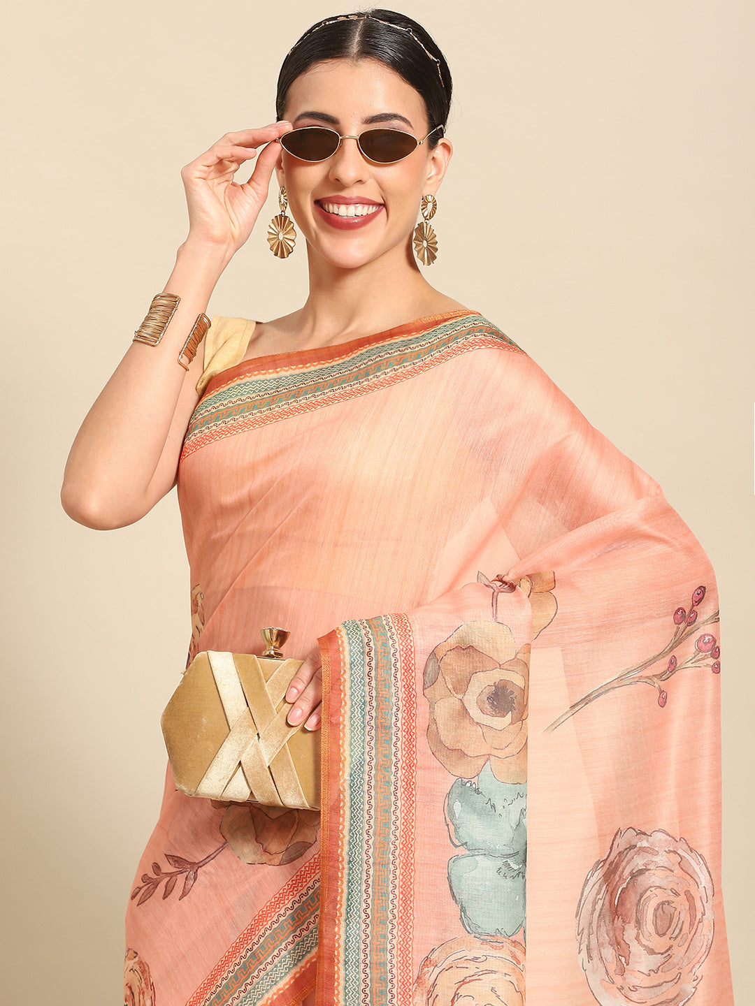 Ready To Wear Printed Chanderi Cotton  Saree