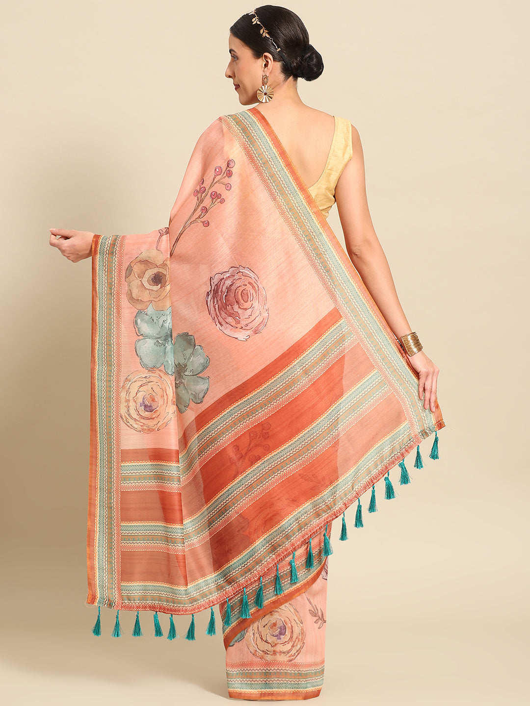 Ready To Wear Printed Chanderi Cotton  Saree