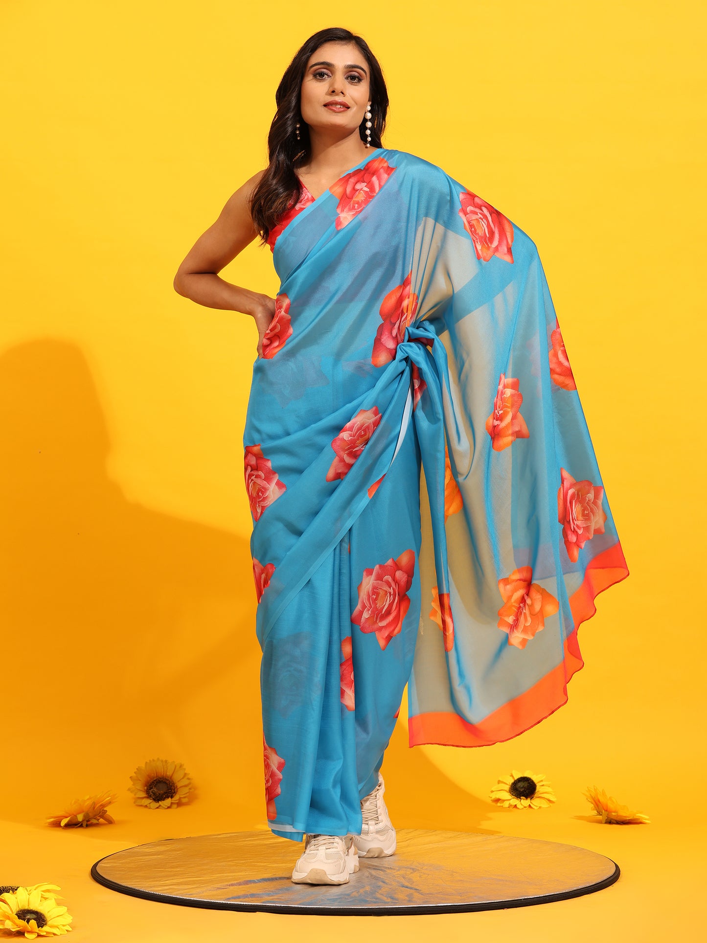 Ready To Wear Soft Silk Bollywood Digital Print  Saree