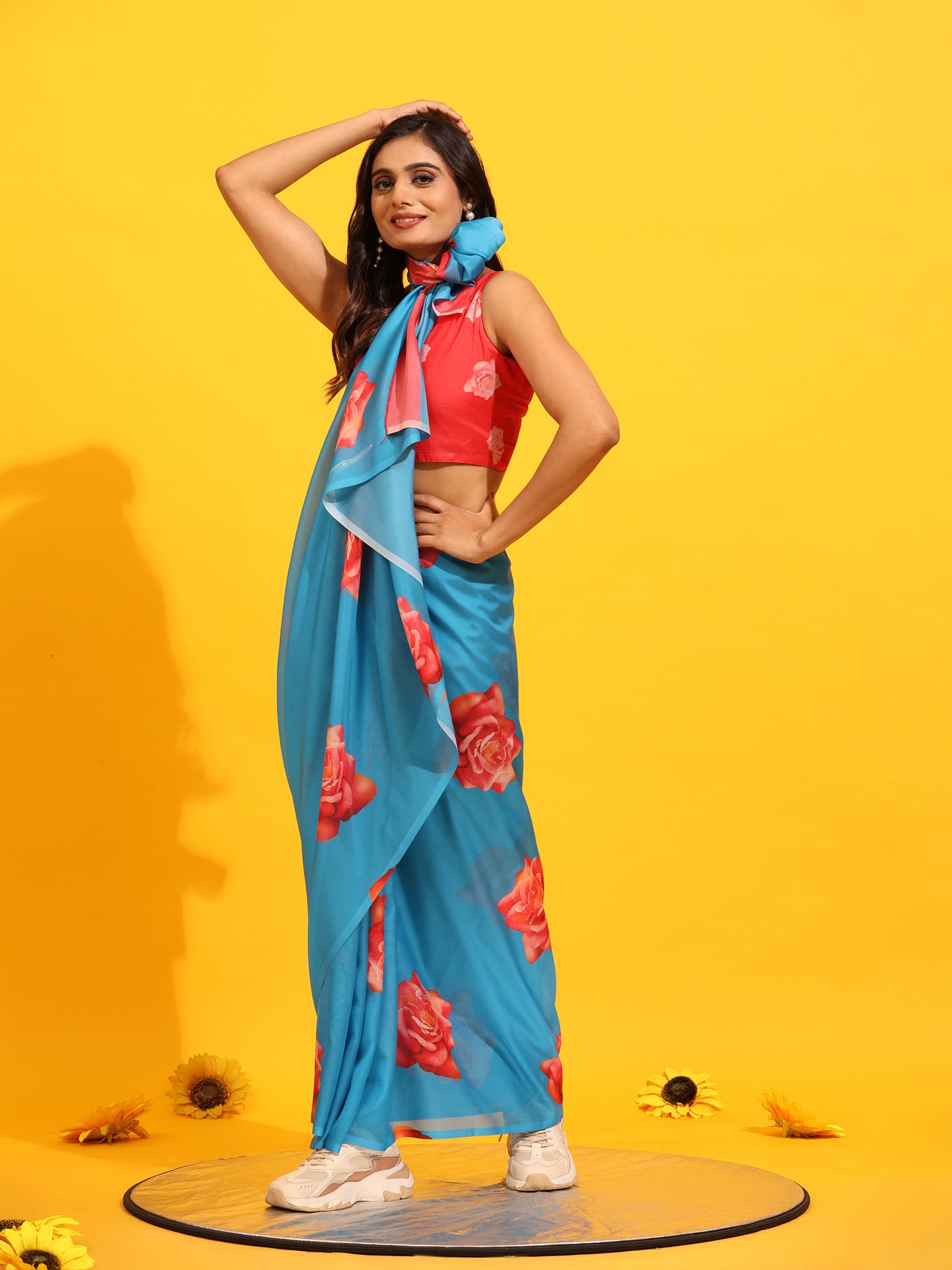 Ready To Wear Soft Silk Bollywood Digital Print  Saree