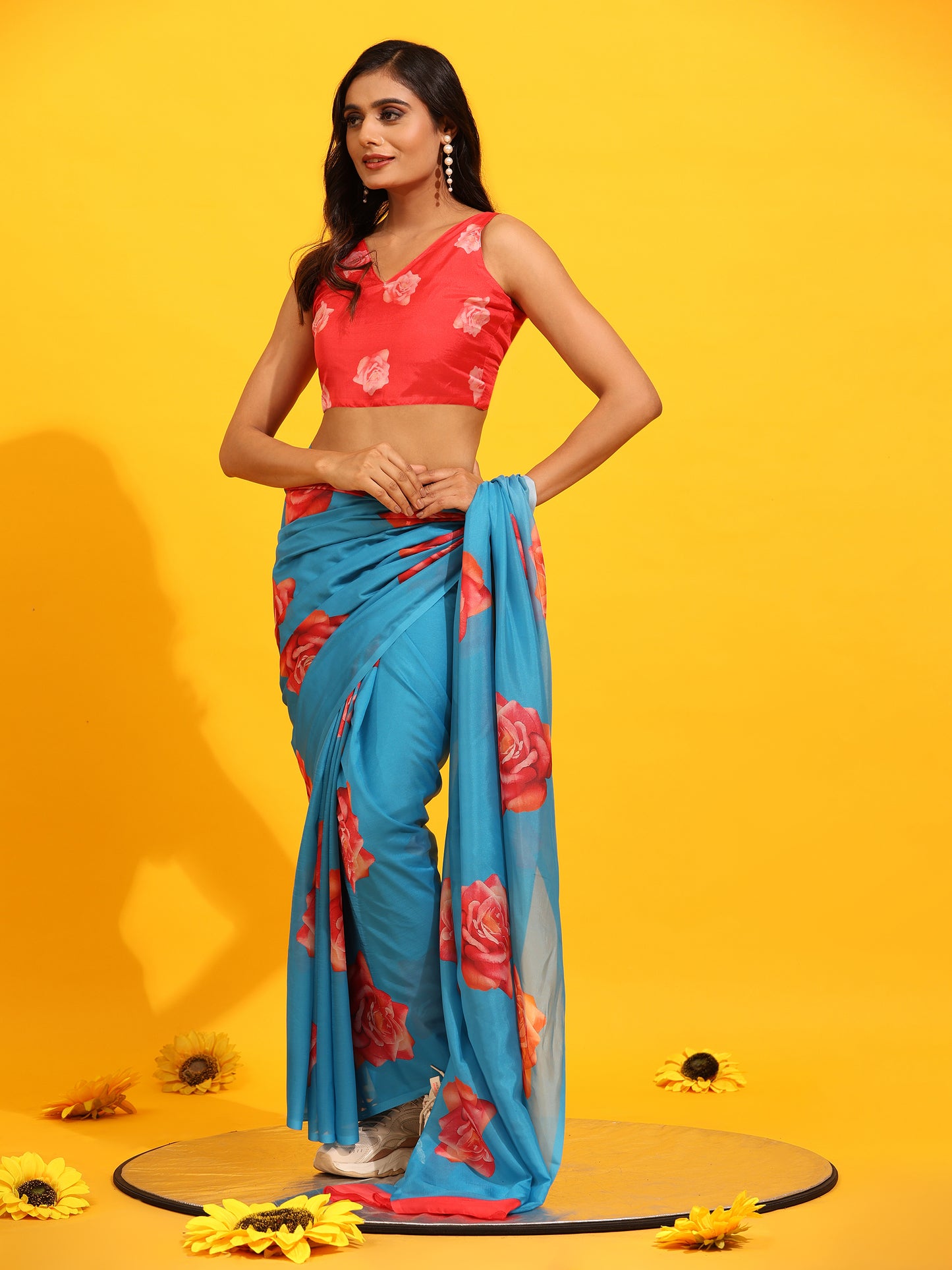 Ready To Wear Soft Silk Bollywood Digital Print  Saree