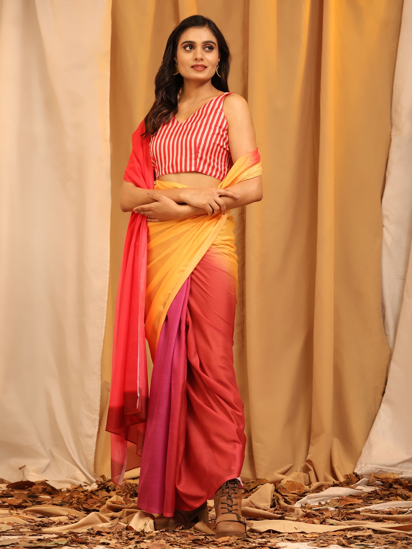 Ready To Wear Soft Silk Bollywood Digital Print  Saree