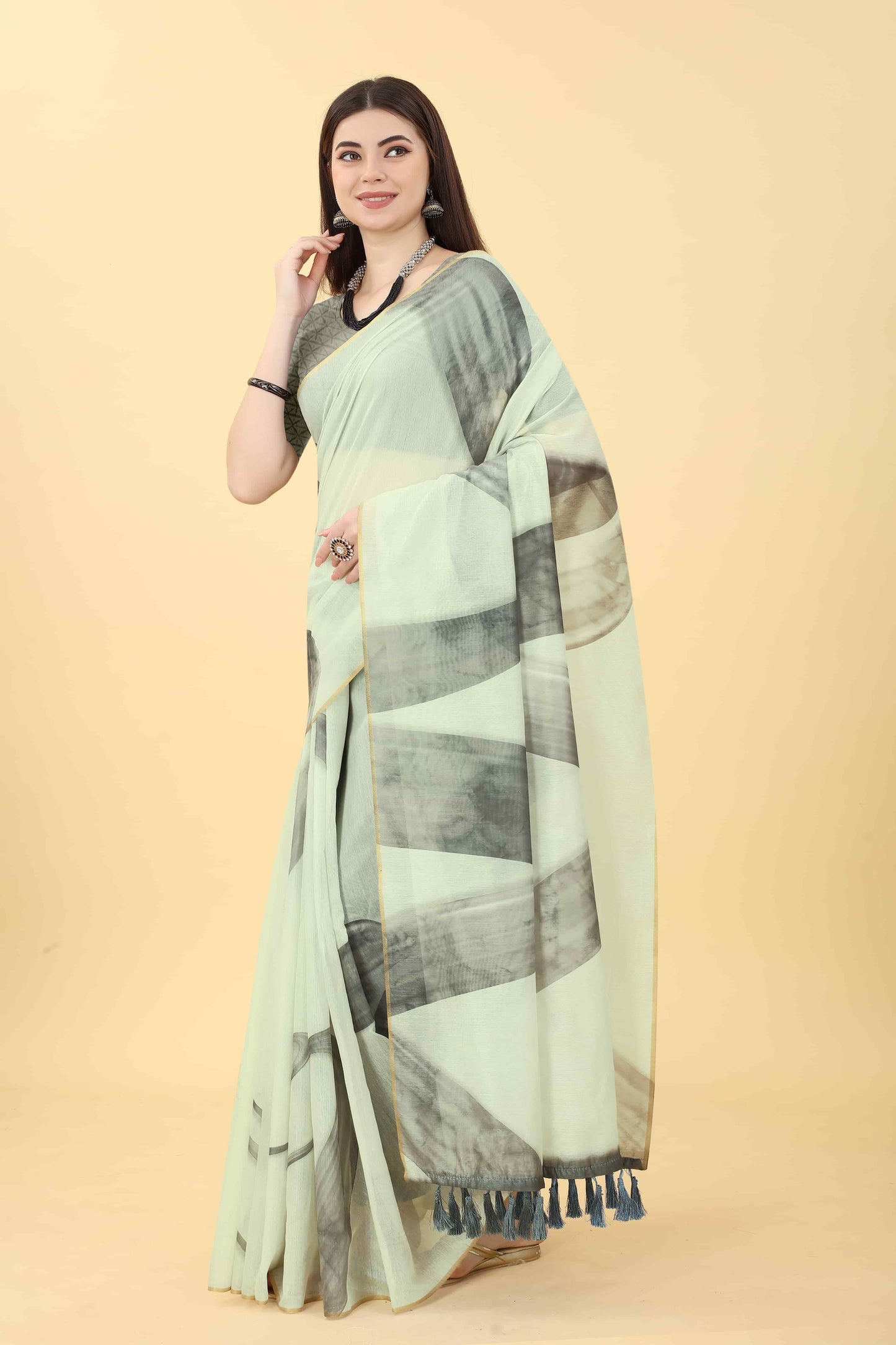 Ready To Wear Chanderi Digital Print  Saree