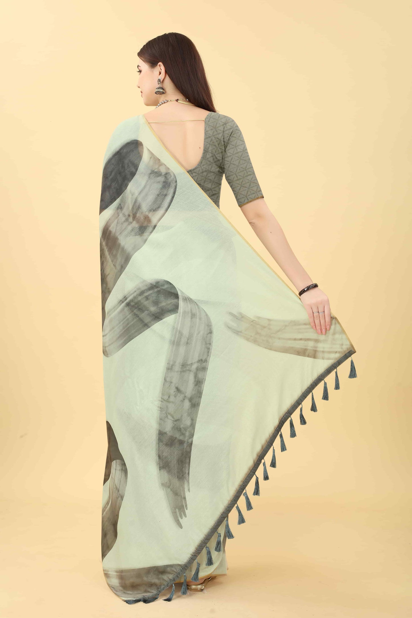 Ready To Wear Chanderi Digital Print  Saree