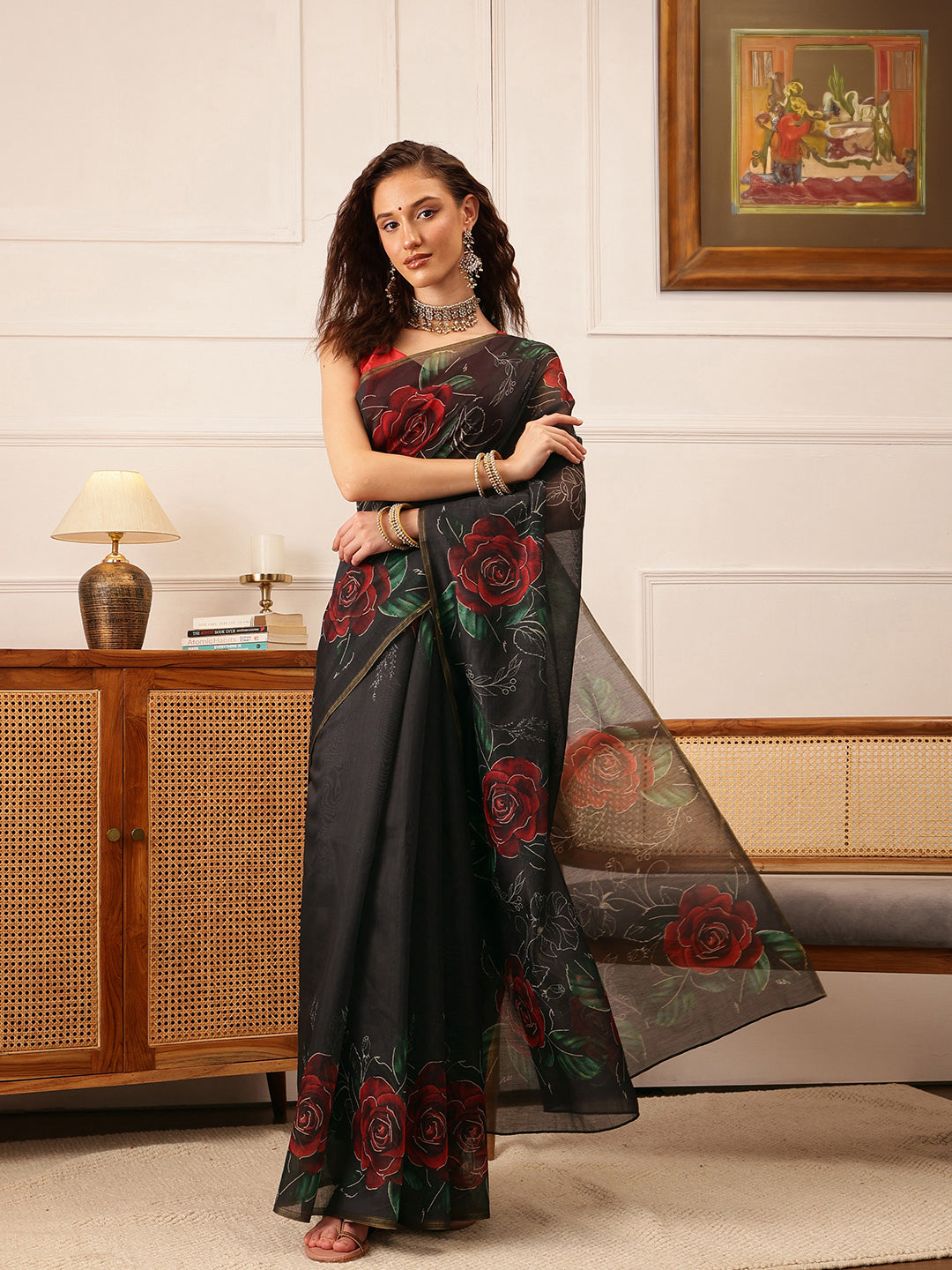 Ready To Wear Women's Kalamkari Digital Print  Saree