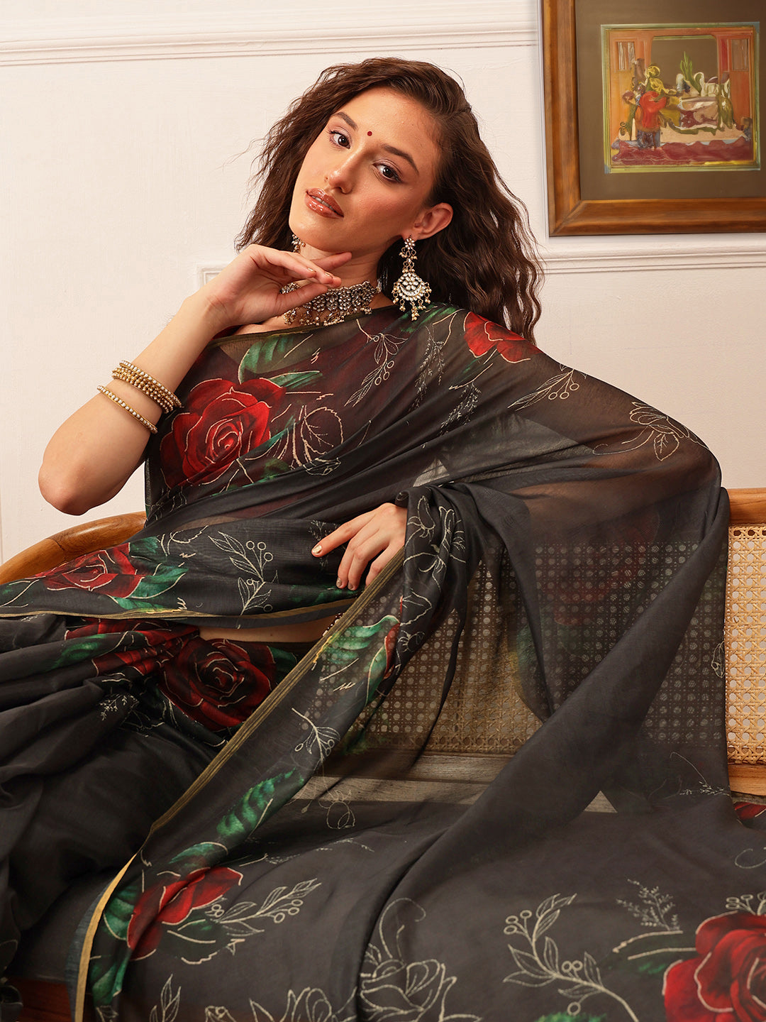 Ready To Wear Women's Kalamkari Digital Print  Saree