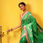 Ready To Wear Printed Art Silk Saree With Gold Zari Woven Border