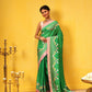 Ready To Wear Printed Art Silk Saree With Gold Zari Woven Border
