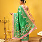 Ready To Wear Printed Art Silk Saree With Gold Zari Woven Border