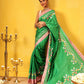 Ready To Wear Printed Art Silk Saree With Gold Zari Woven Border