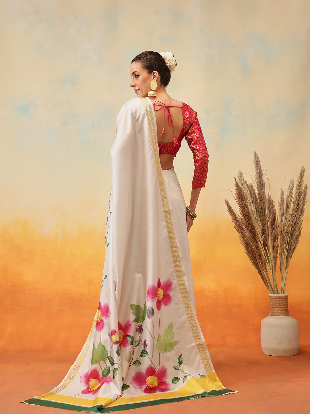 Ready To Wear Onam Special Printed Silk  Kasauv Saree