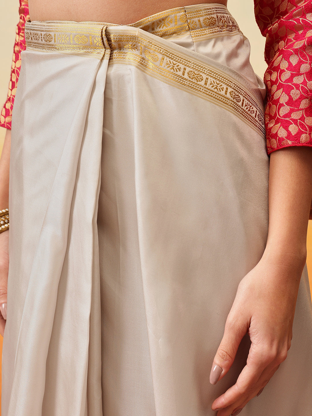 Ready To Wear Onam Special Printed Silk  Kasauv Saree
