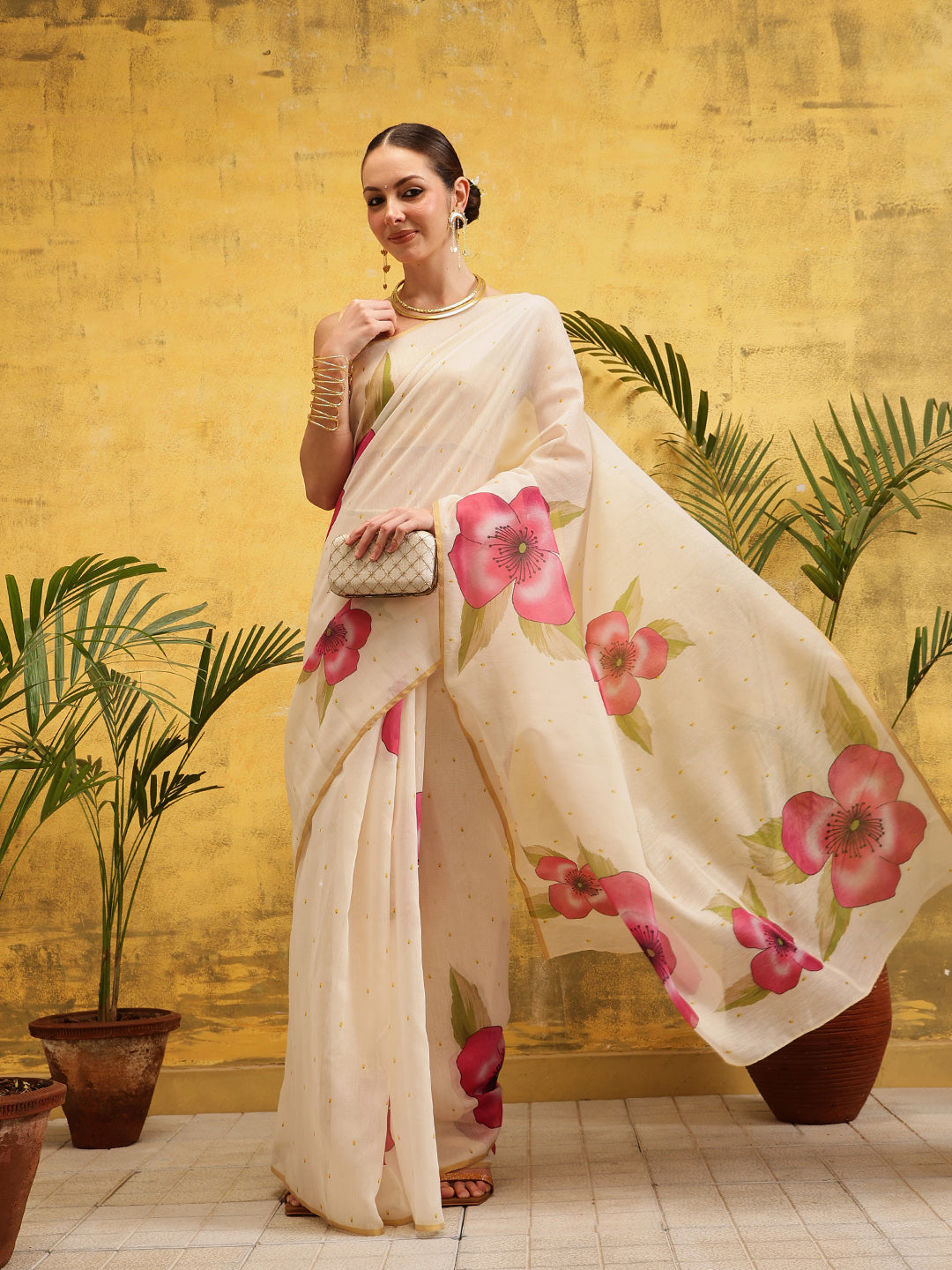 Ready To Wear Women's Digital Printed Chanderi Saree