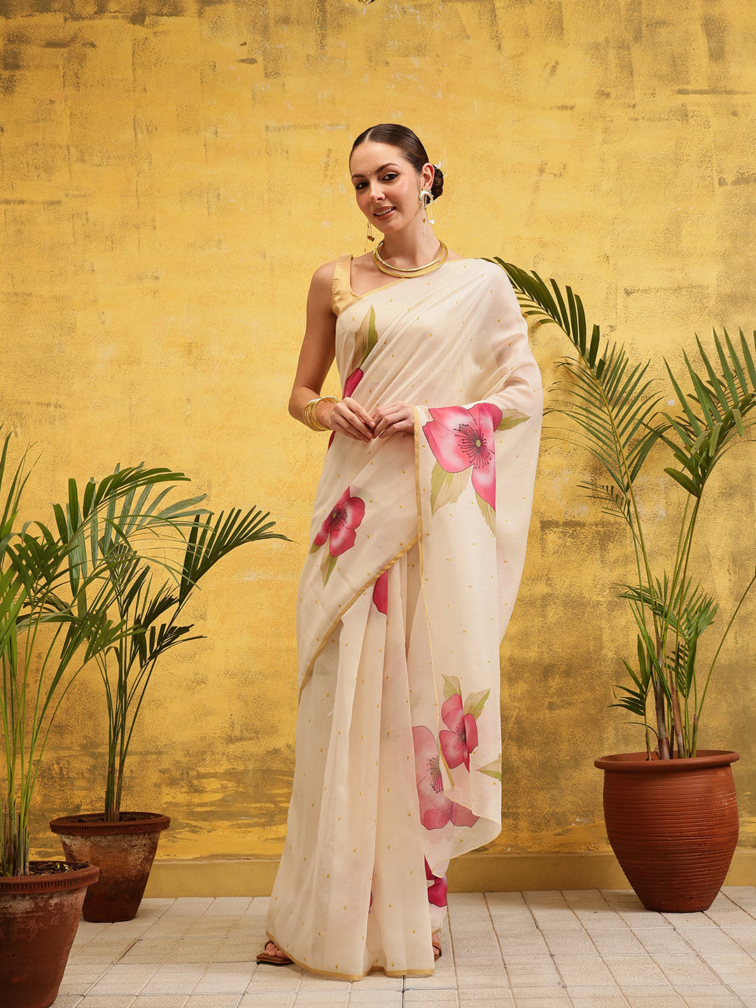 Ready To Wear Women's Digital Printed Chanderi Saree