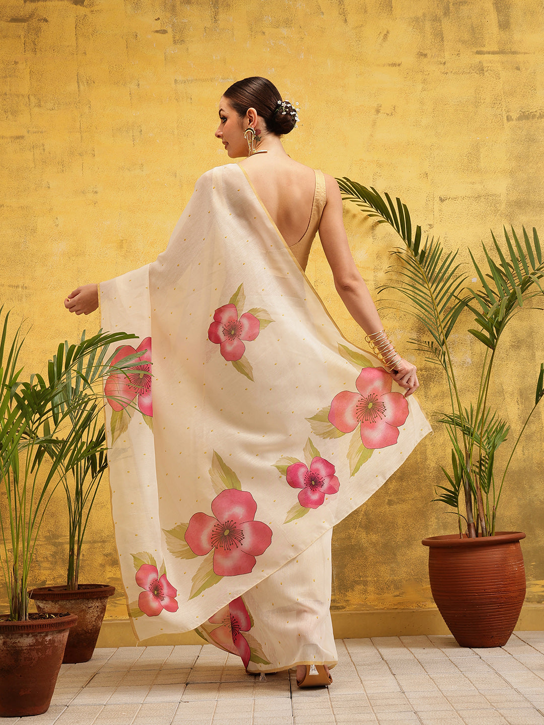 Ready To Wear Women's Digital Printed Chanderi Saree