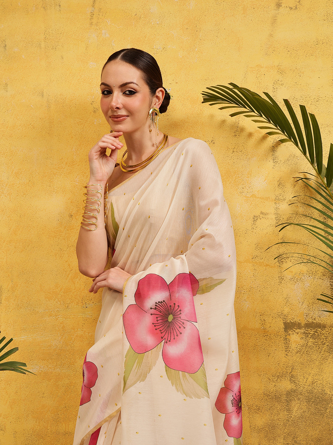 Ready To Wear Women's Digital Printed Chanderi Saree