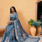 Ready To Wear Floral Printed Silk  Saree